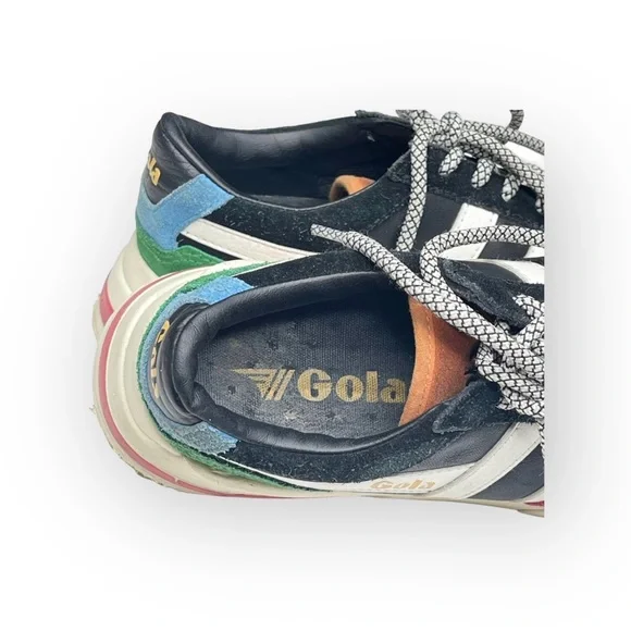 Gola aso Free People ψ Eclipse Trident Comfort Trainers Suede Sneakers ψ Black - Picture 14 of 16